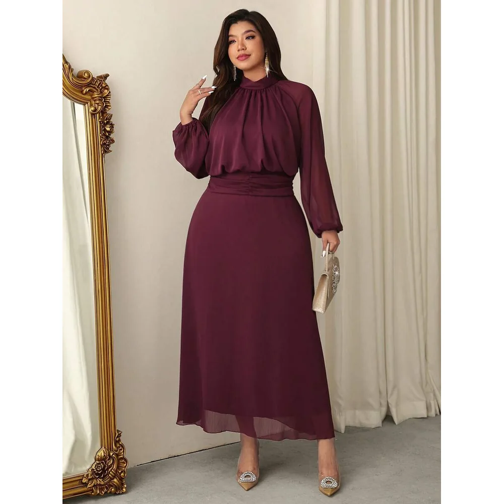 فستان عنابي طويل أنيق